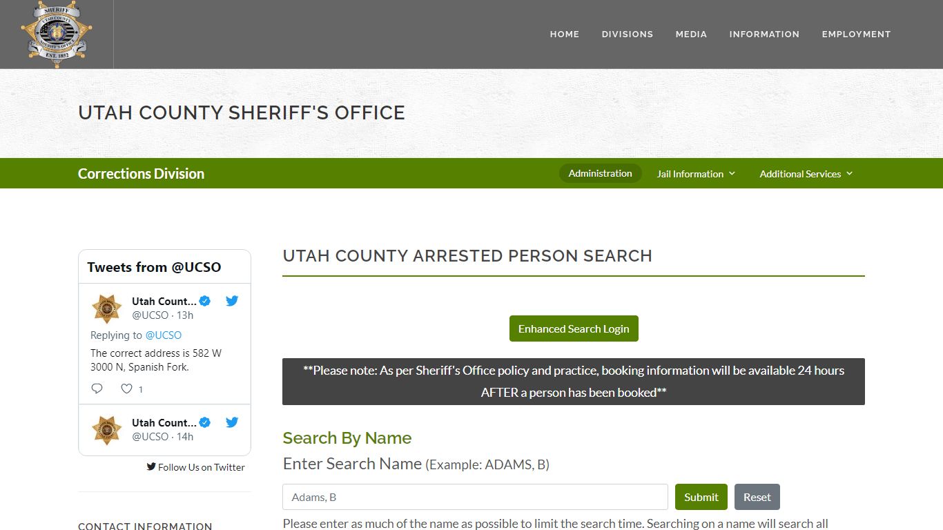 Utah County Sheriff's Office Inmate Search